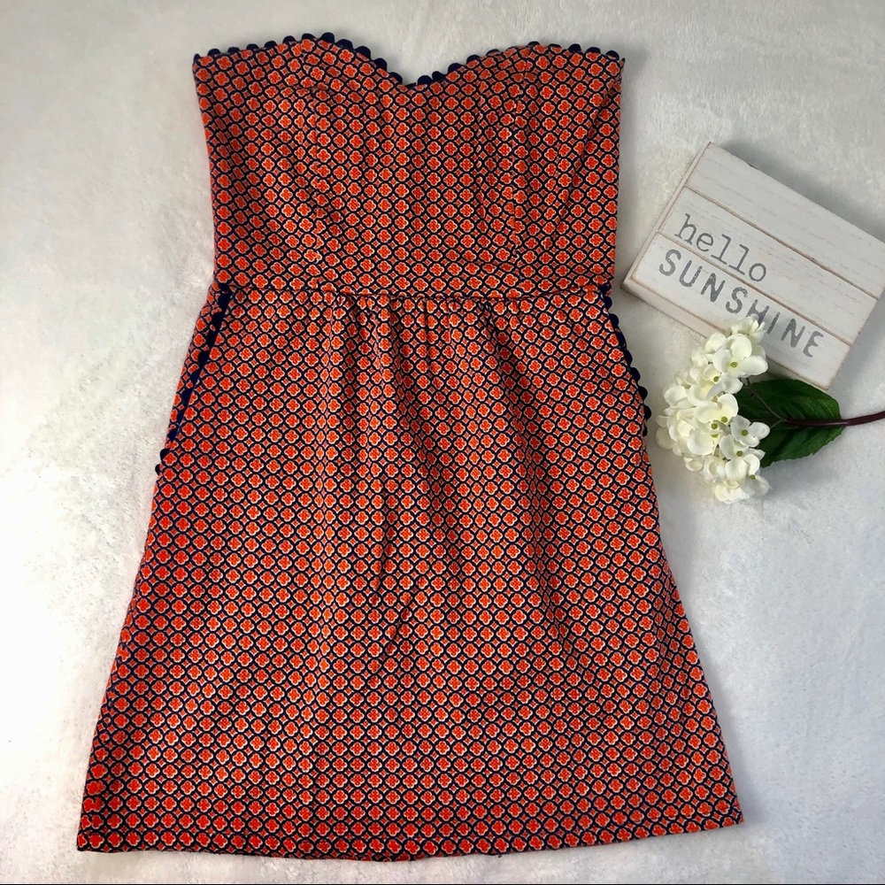 Judith March Printed Strapless Dress